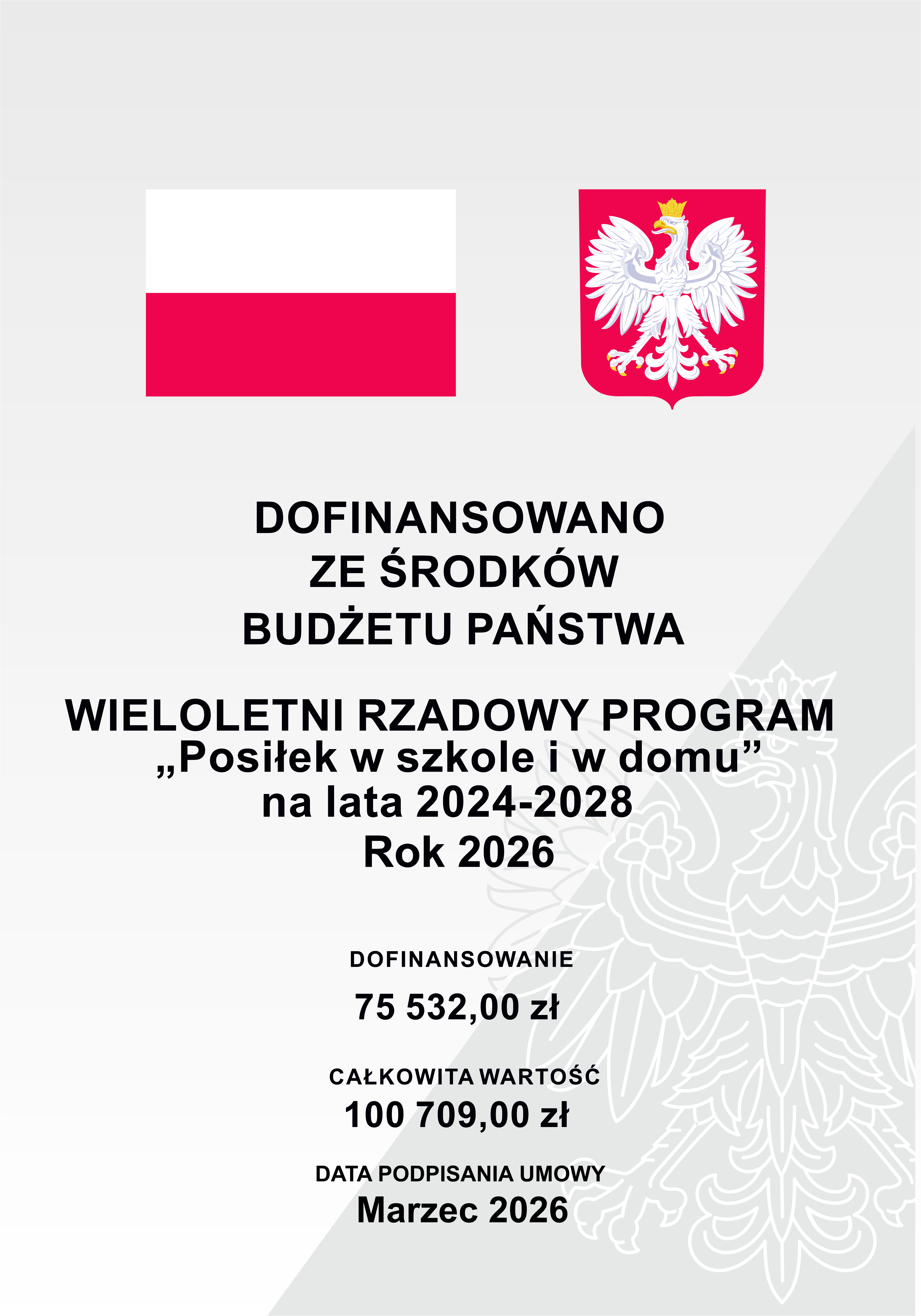 Plakat informacyjny - Program "Posiłek w szkole i w domu" rok 2026